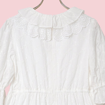 Lattice bouquet embroidery lace collar dress