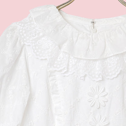 Lattice bouquet embroidery lace collar dress