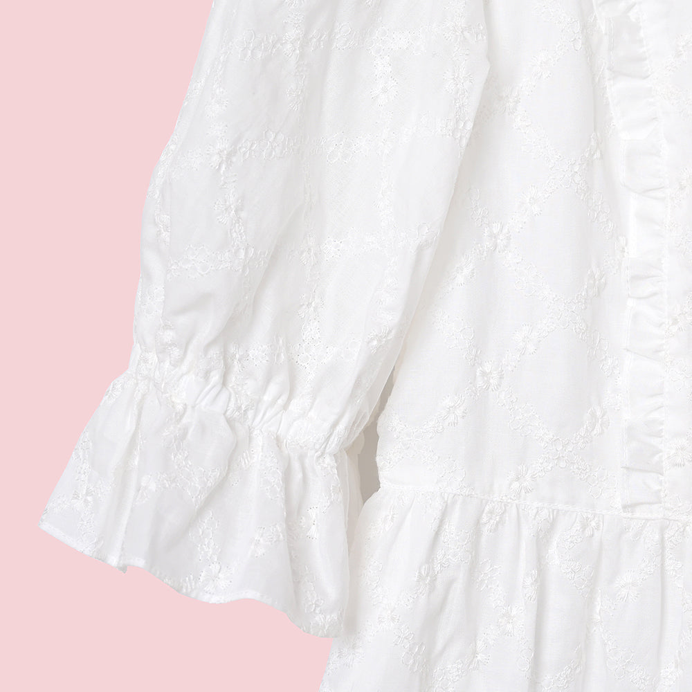 Lattice bouquet embroidery lace collar dress