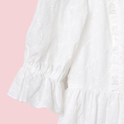 Lattice bouquet embroidery lace collar dress