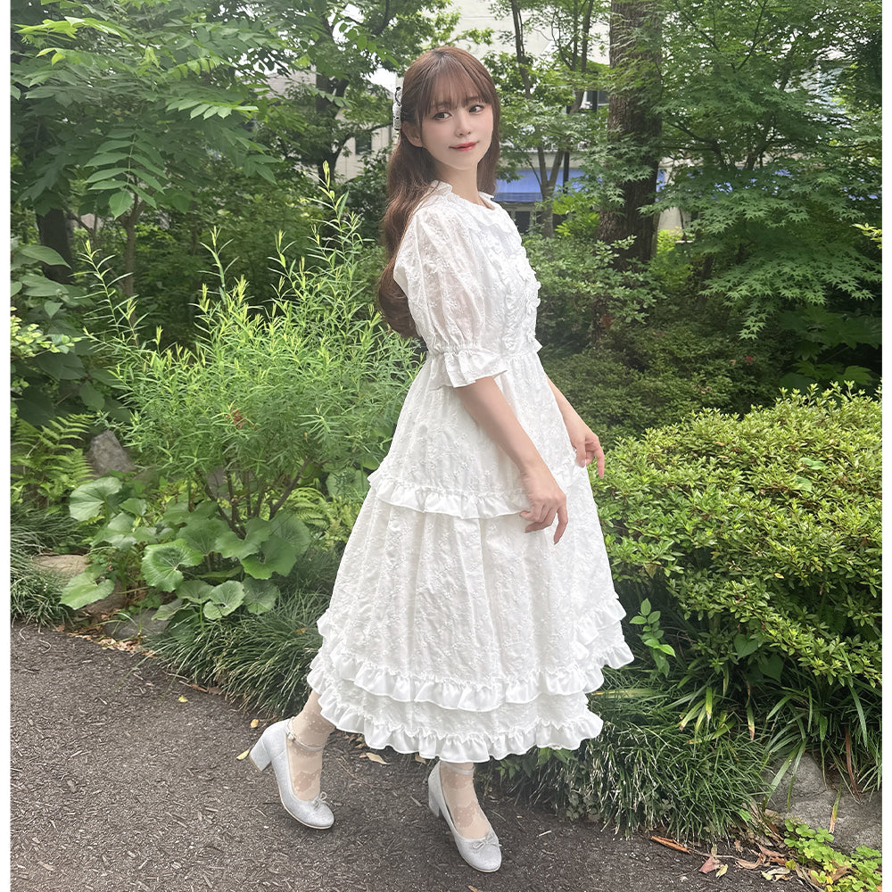 Lattice bouquet embroidery lace collar dress