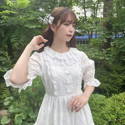 Lattice bouquet embroidery lace collar dress