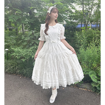 Lattice bouquet embroidery flat collar dress