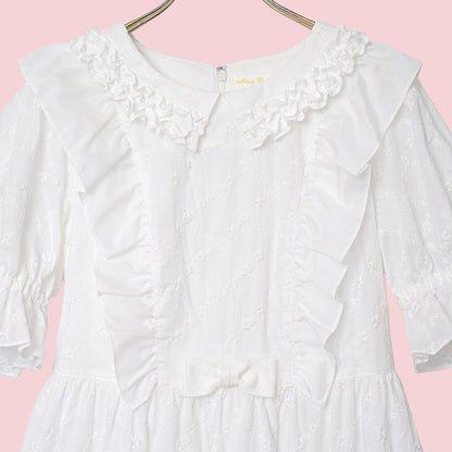 Lattice bouquet embroidery flat collar dress