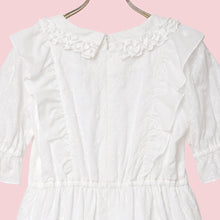 Load image into Gallery viewer, Lattice bouquet embroidery flat collar dress
