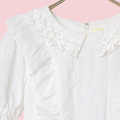 Lattice bouquet embroidery flat collar dress