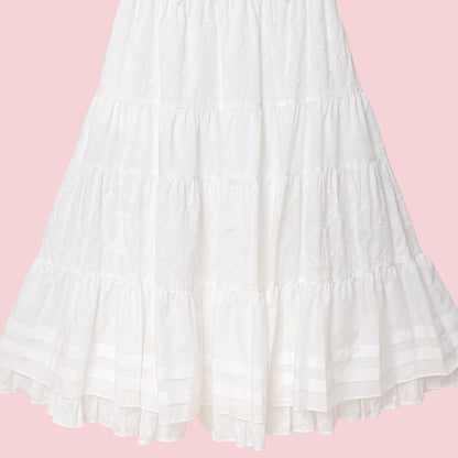 Lattice bouquet embroidery flat collar dress