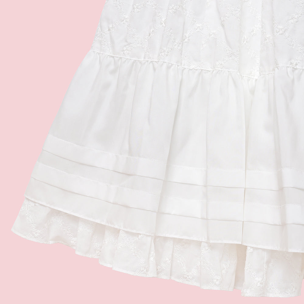 Lattice bouquet embroidery flat collar dress