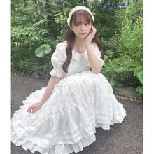 Load image into Gallery viewer, Lattice bouquet embroidery flat collar dress
