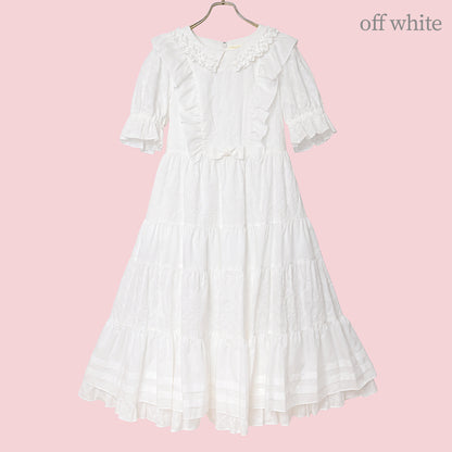 Lattice bouquet embroidery flat collar dress