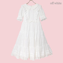 Load image into Gallery viewer, Lattice bouquet embroidery flat collar dress
