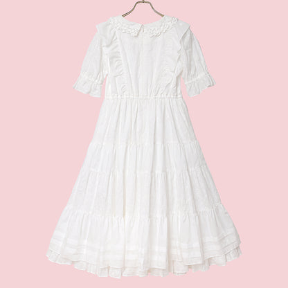 Lattice bouquet embroidery flat collar dress