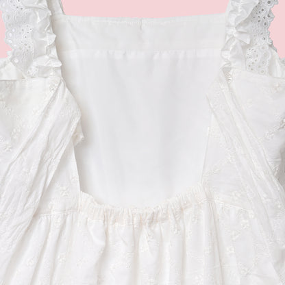 Lattice bouquet embroidery frill jumper dress