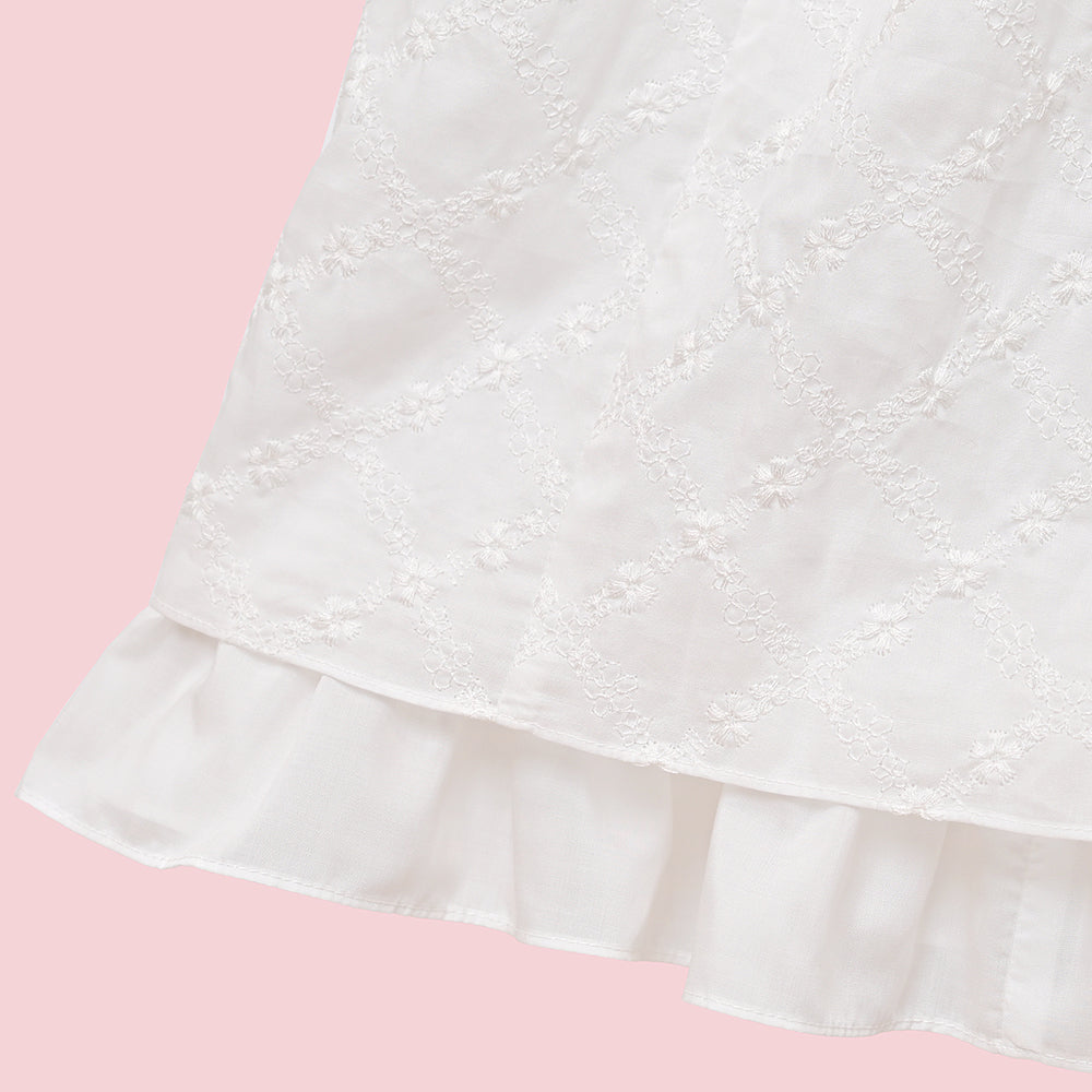 Lattice bouquet embroidery frill jumper dress