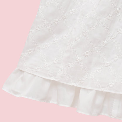 Lattice bouquet embroidery frill jumper dress