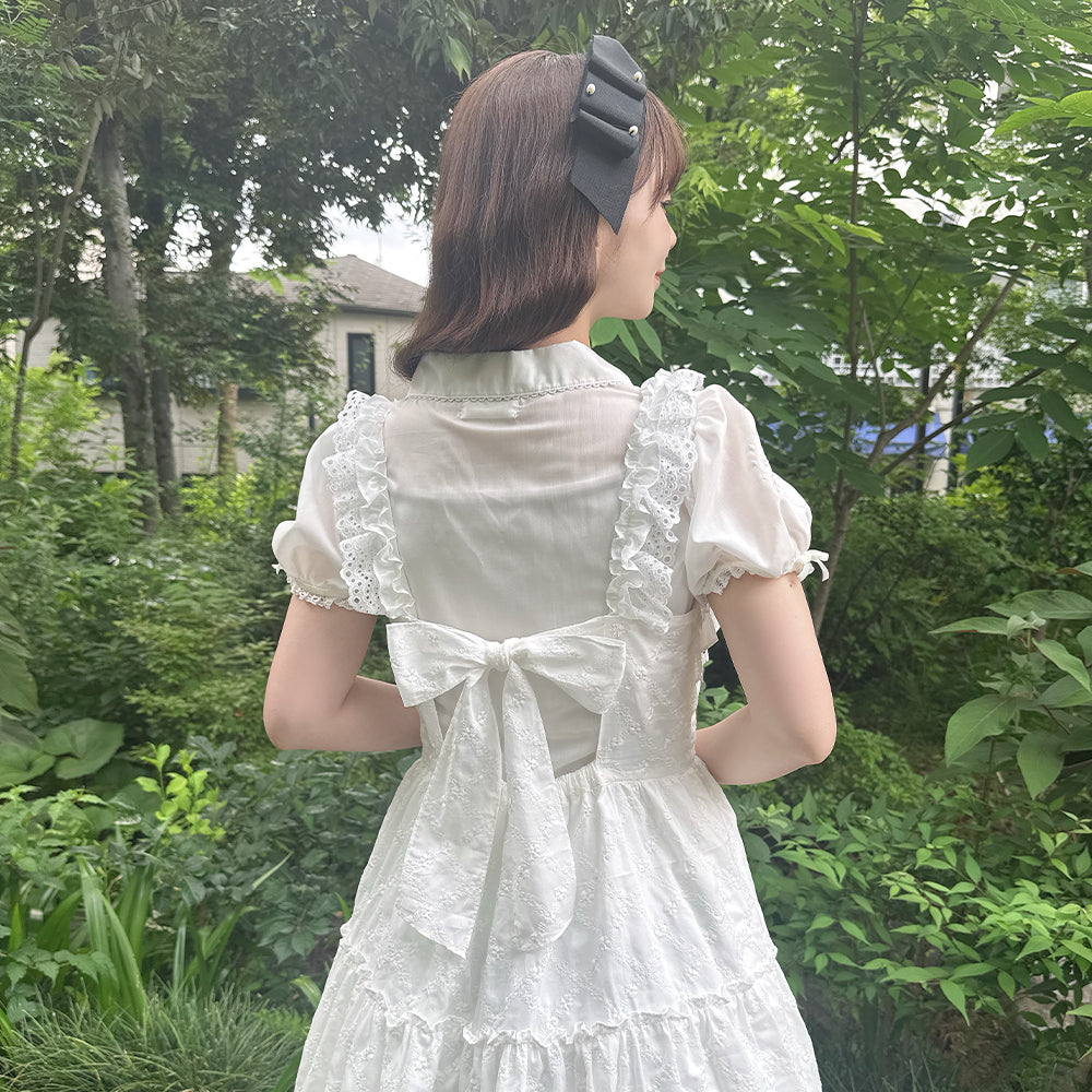 ラティスブーケ刺繍 フリルジャンパースカート-Melody BasKet