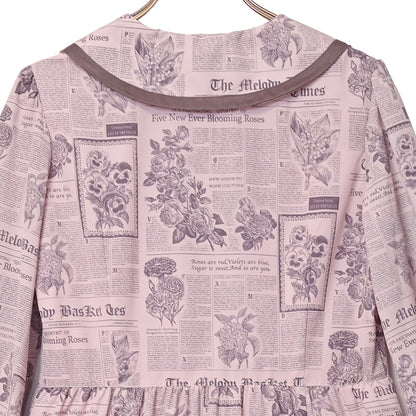 Flower newspaperシャツワンピース