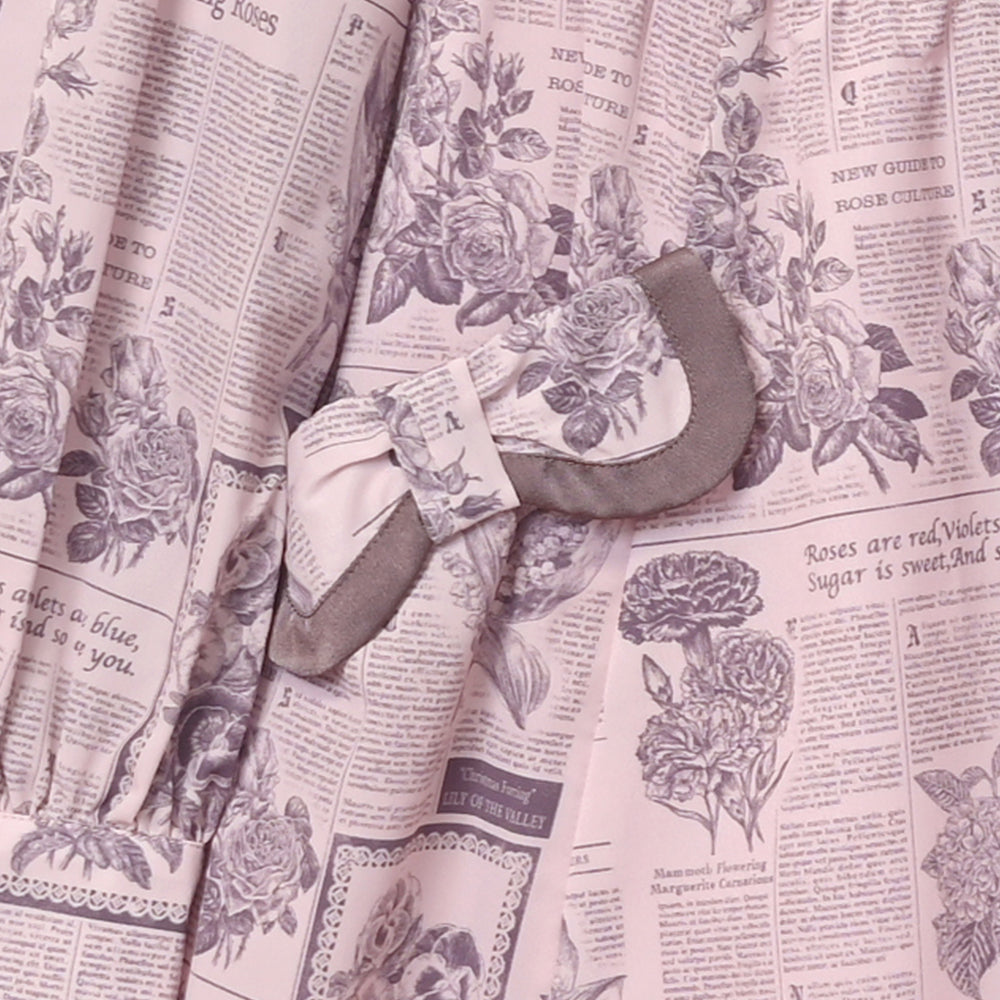 Flower newspaperシャツワンピース