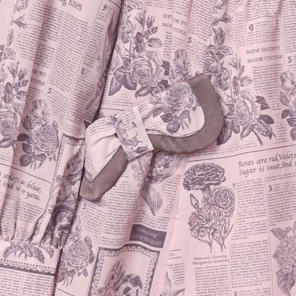 Flower newspaperシャツワンピース