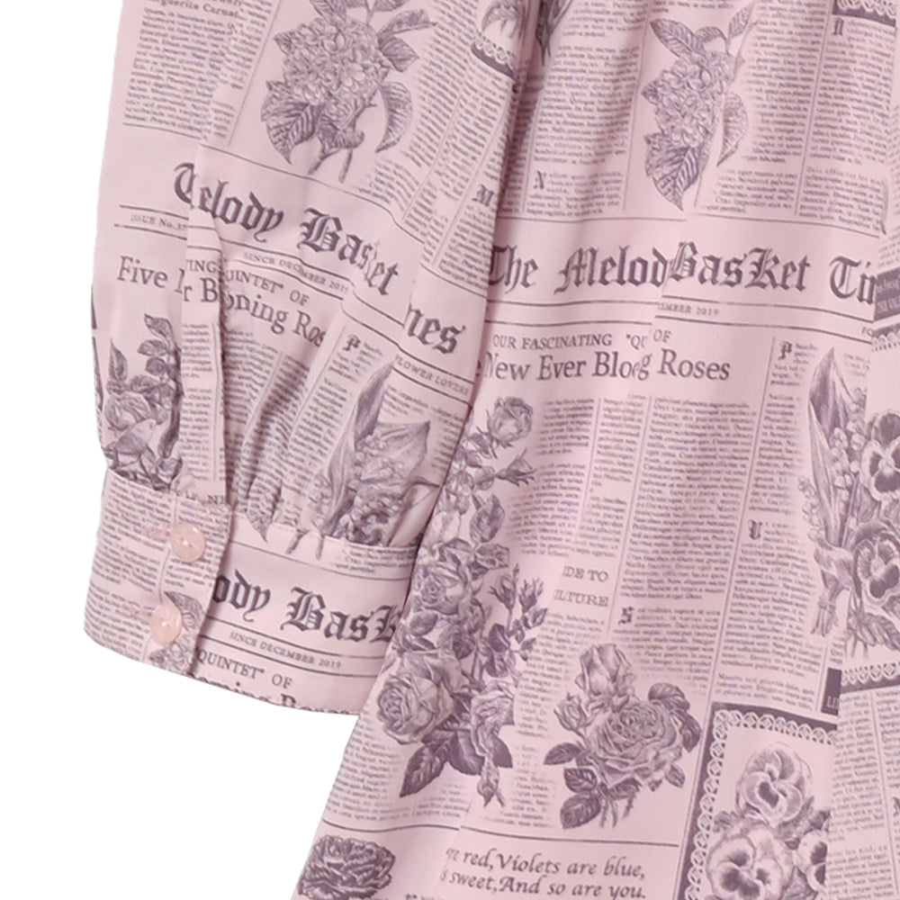Flower newspaperシャツワンピース