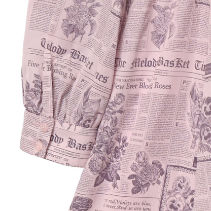 Flower newspaperシャツワンピース
