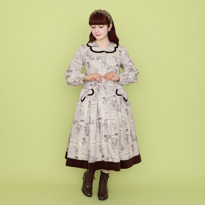 Flower newspaperシャツワンピース
