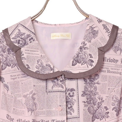 Flower newspaperシャツワンピース