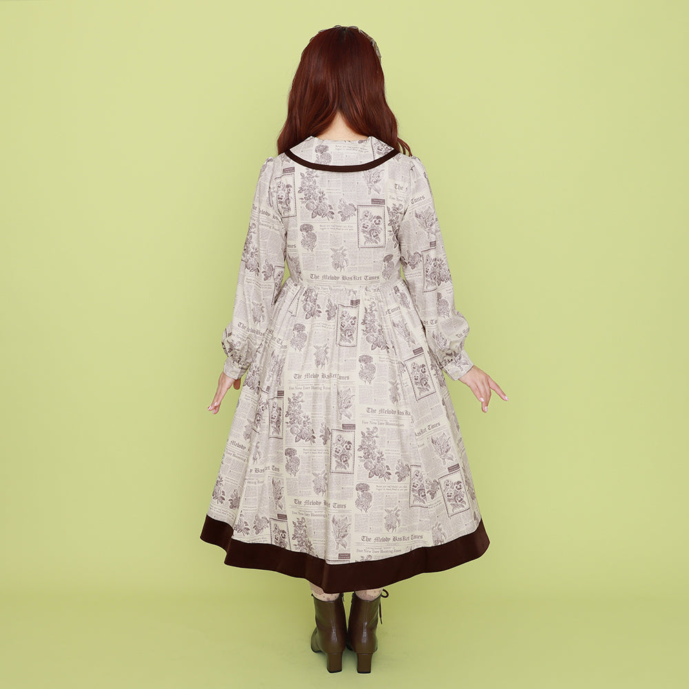 Flower newspaperシャツワンピース-Melody BasKet(メロディー