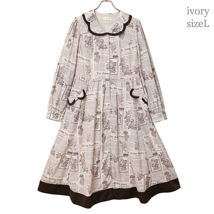 Flower newspaperシャツワンピース