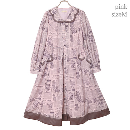 Flower newspaperシャツワンピース