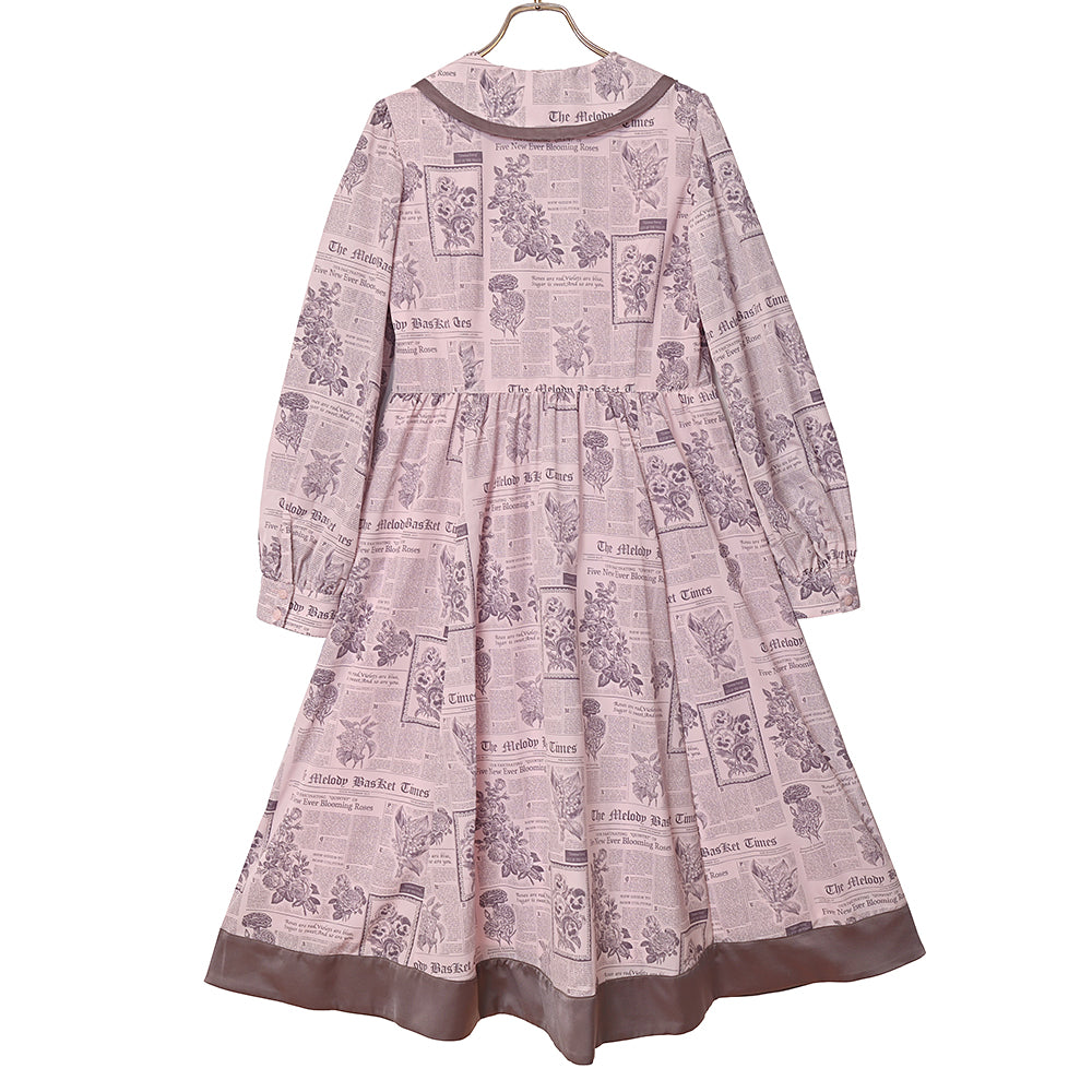 Flower newspaperシャツワンピース