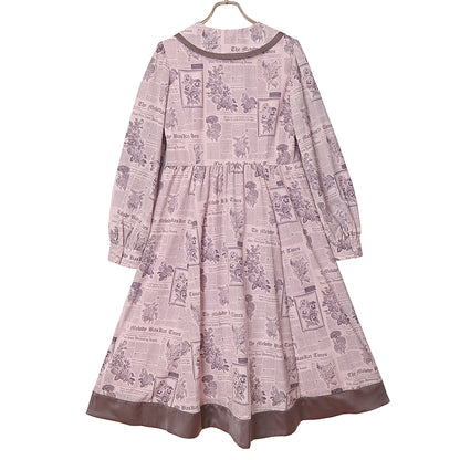 Flower newspaperシャツワンピース