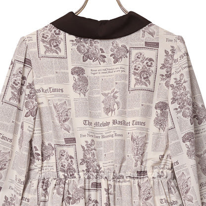 Flower newspaperスカーフカラーワンピース