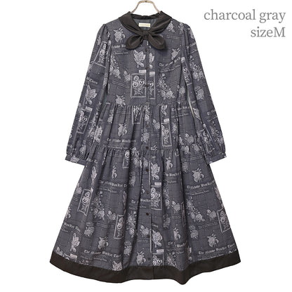 Flower newspaperスカーフカラーワンピース