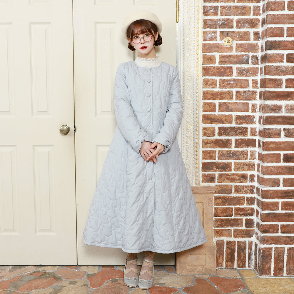 Ribbonキルティングロングコート