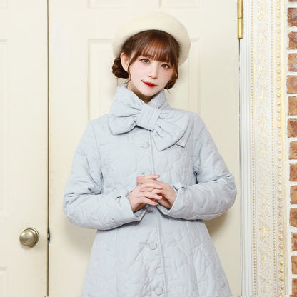 Ribbonキルティングロングコート