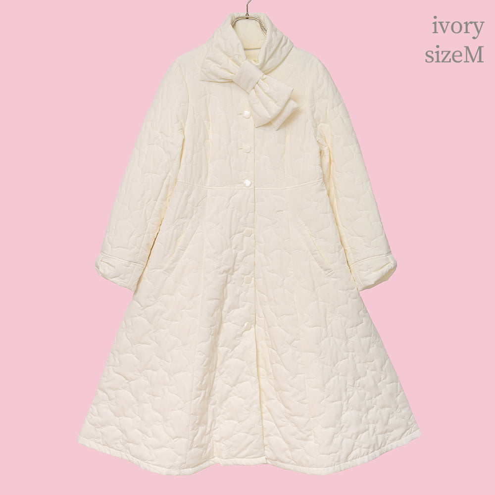 Ribbonキルティングロングコート