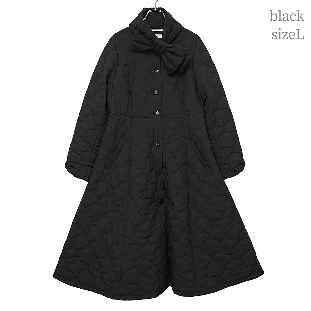 Ribbonキルティングロングコート