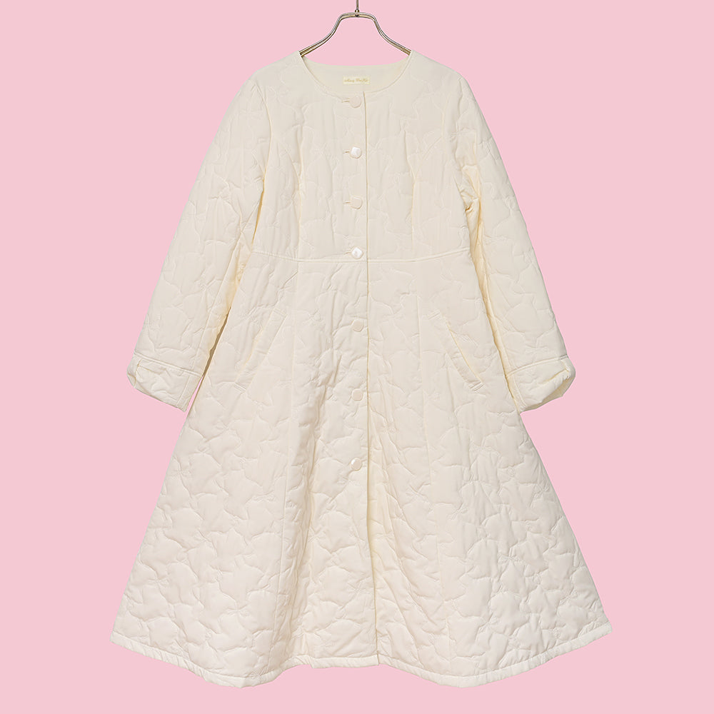 Ribbonキルティングロングコート