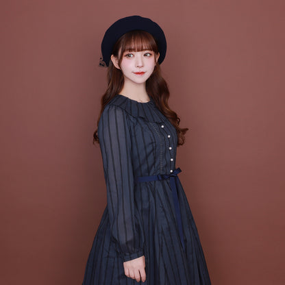 ストライプフロッキーワンピース