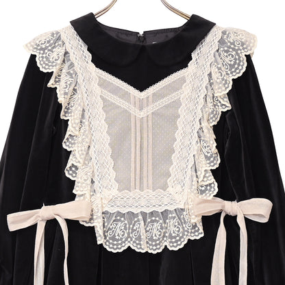 チュールジレ付き別珍ワンピース