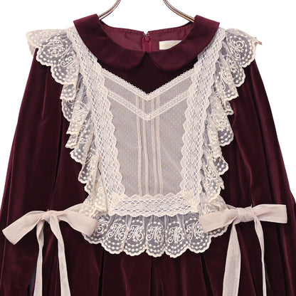 チュールジレ付き別珍ワンピース