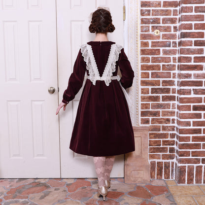 チュールジレ付き別珍ワンピース