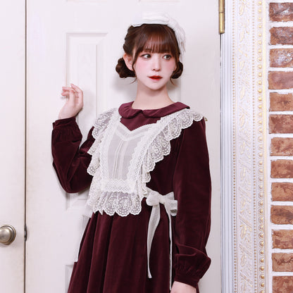 チュールジレ付き別珍ワンピース