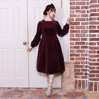 チュールジレ付き別珍ワンピース