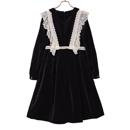 チュールジレ付き別珍ワンピース