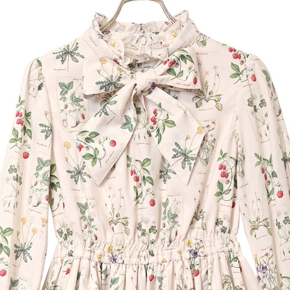 植物図鑑ボウタイ長袖ワンピース