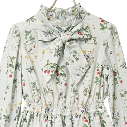 植物図鑑ボウタイ長袖ワンピース