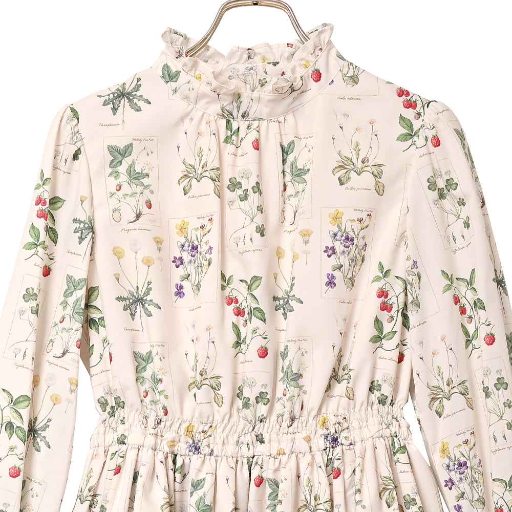 植物図鑑ボウタイ長袖ワンピース