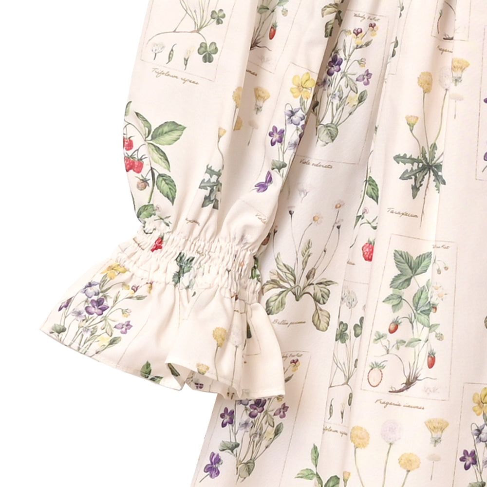 植物図鑑ボウタイ長袖ワンピース